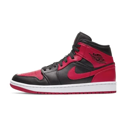 Кроссовки мужские Air Jordan 1 Mid Banned Black/Red 554724-074