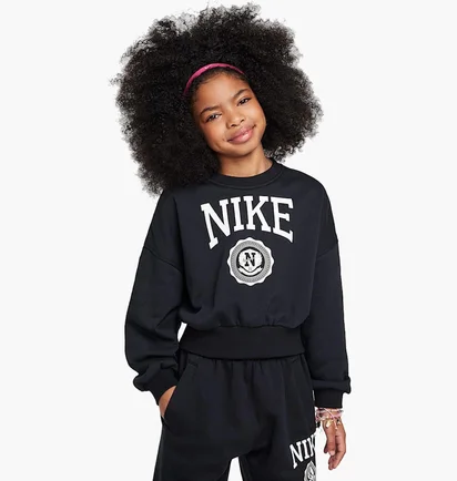 Свитшот детский Nike Sportswear Club Girls French Terry Crew Black HJ3373-010