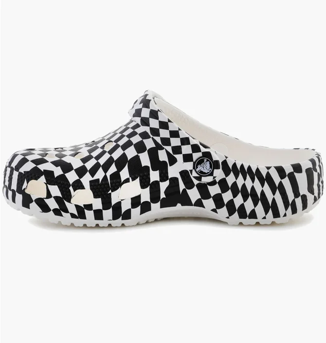 Тапочки унісекс CROCS Classic Warped Checker White/Black 211007-103