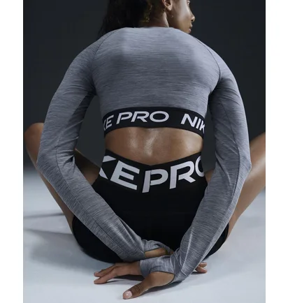 Топ женский Nike Pro Dri-Fit Cropped Long-Sleeve Top Grey FV5484-084