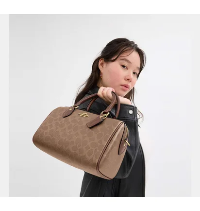 Сумка женская COACH Rowan Satchel Bag In Signature Canvas Brown/Beige CV961
