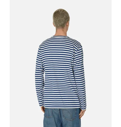 Лонгслів чоловічий Comme des Garcons Heart Striped Longsleeve T-Shirt Blue/White P1T164