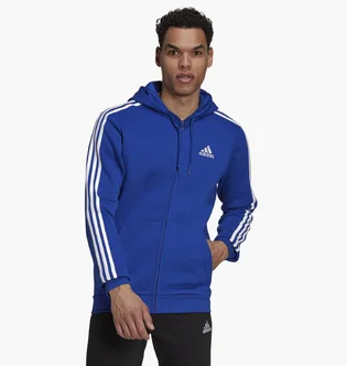 Толстовка чоловіча Adidas Essentials Fleece 3-Stripes Full-Zip Hoodie Blue H12181