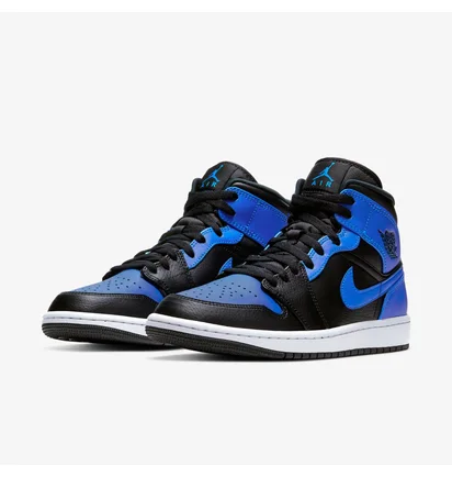 Кроссовки мужские Air Jordan 1 Mid Black/Blue 554724-077