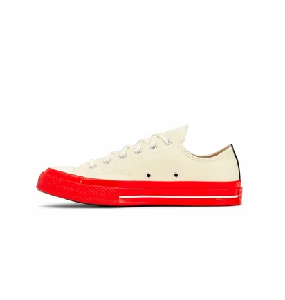 Кеды унисекс Comme des Garcons Play X Chuck 70 Low Shoes Egret/Red Beige A01796C