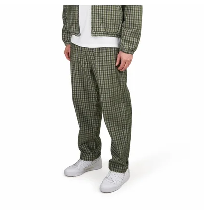 Штаны мужские OBEY Fubar Pleated Plaid Cord Pant Green 142020220-KBG
