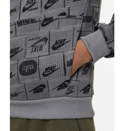 Худи детское Nike K Nsw Club Ft Hdy Aop Grey FN8741-084