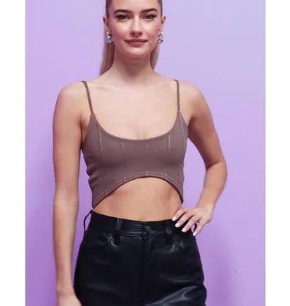 Майка женская Public Desire Bandage Skinny Strap Crop Top Brown 610316-0296