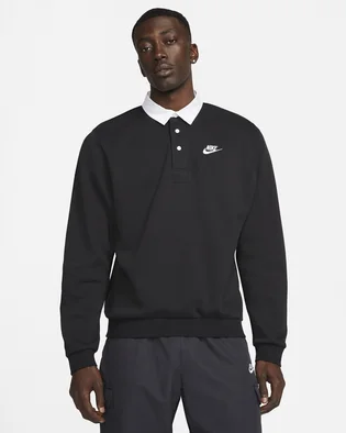 Кофта мужская Nike Club Fleece MenS Brushed-Back Long-Sleeve Polo Black DX0537-010