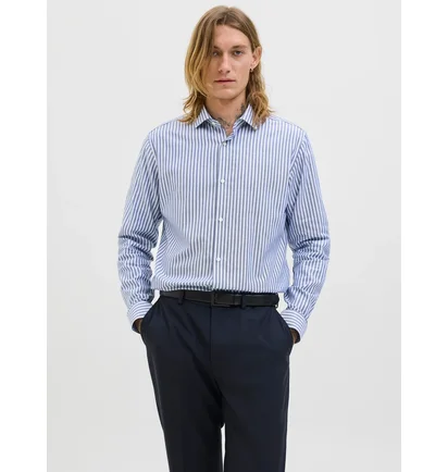 Сорочка чоловіча Jack & Jones Parker L/S Noos White/Blue 12227385