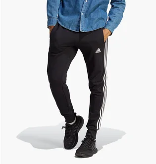 Штаны мужские Adidas Essentials French Terry Tapered Cuff 3-Stripes Pants Black Ha4337