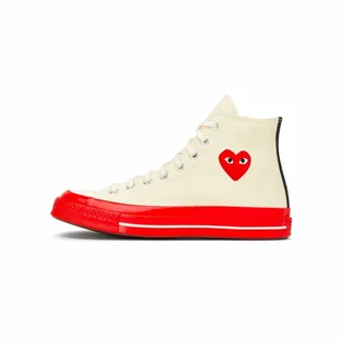 Кеды унисекс Comme des Garcons Play X Chuck 70 High Shoes Egret/Red Beige A01794C