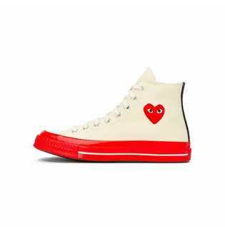 Кеды унисекс Comme des Garcons Play X Chuck 70 High Shoes Egret/Red Beige A01794C