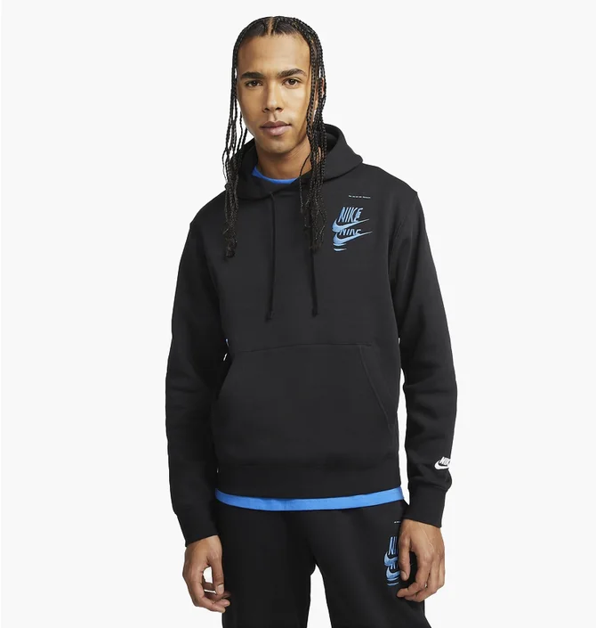 Худи мужское Nike Mens Fleece Pullover Hoodie Black Dm6873-010