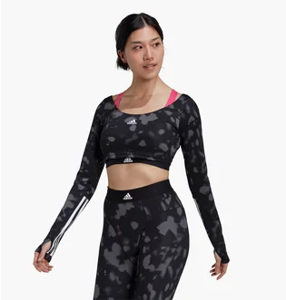 Лонгслив женский Adidas Hyperglam Cut 3-Stripes Long Sleeve Crop Top Black Hd6283