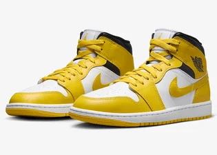 Кроссовки женские Air Jordan 1 Mid Yellow/White BQ6472-170