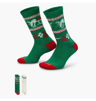 Носки Nike Everyday Plush Cushioned Winter Wonderland (2 пары) Green/White HV6939-901