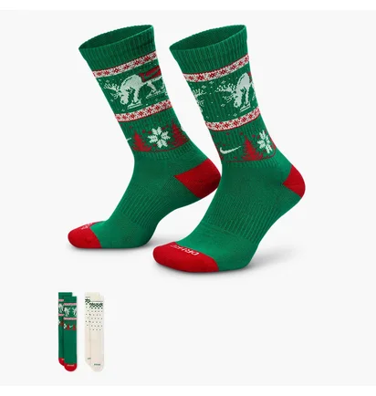 Носки Nike Everyday Plush Cushioned Winter Wonderland (2 пары) Green/White HV6939-901