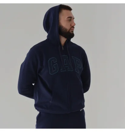 Толстовка чоловіча Gap Logo Zip Hoodie Tapestry Navy 218871561