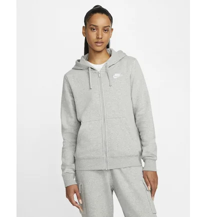 Толстовка жіноча Nike Club Fleece Fz Hoody Grey DQ5471-063