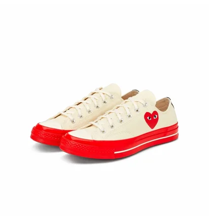 Кеды унисекс Comme des Garcons Play X Chuck 70 Low Shoes Egret/Red Beige A01796C