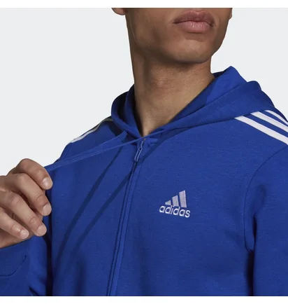 Толстовка мужская Adidas Essentials Fleece 3-Stripes Full-Zip Hoodie Blue H12181