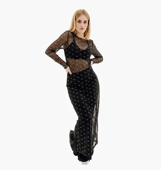 Платье женское Nike W Nsw Air Aop Mesh Ls Dress Black DV8249-010