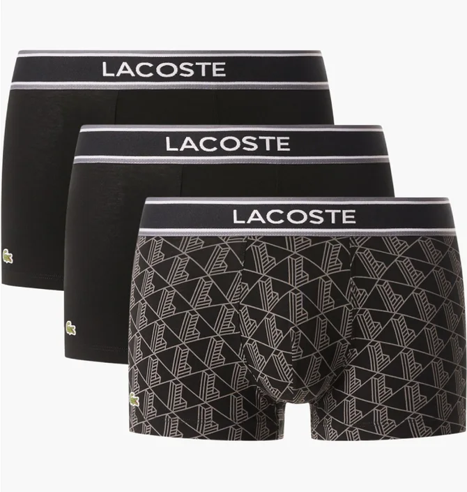 Трусы мужские Lacoste Monogram (3 шт) Black 5H4970031