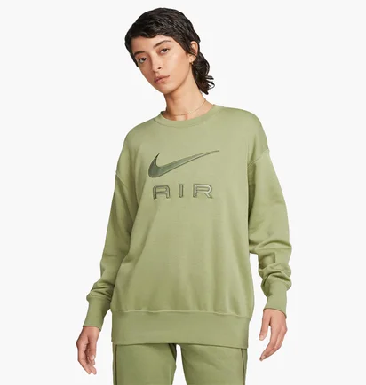 Свитшот женский Nike Air Fleece Crewneck Sweatshirt Olive Dq6567-334