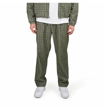 Штаны мужские OBEY Fubar Pleated Plaid Cord Pant Green 142020220-KBG