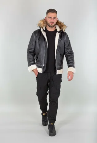 Куртка мужская Alpha Industries Hooded Bomber B3 Fl Black 128104-03