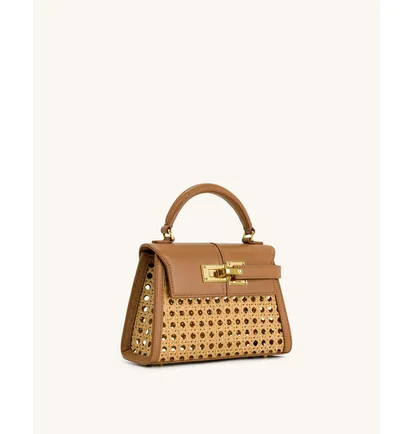 Сумка жіноча JW PEI Elise Faux Bamboo Woven Top Handle Bag Brown BB2024BG86105JWP