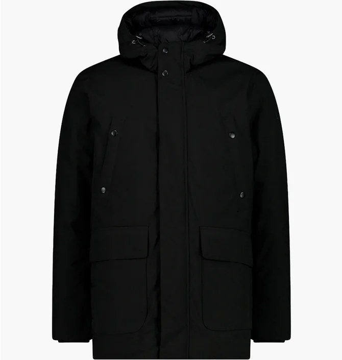 Парка чоловіча CMP Long Jacket Fix Hood Twill Black 34K0157-U901