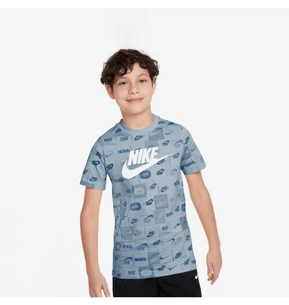 Футболка детская Nike Sportswear Club All Over Print T-Shirt High Brand Read Light Blue FN9609-440