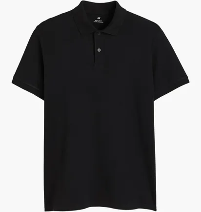 Поло мужское H&M Regular Fit Black 1209183001