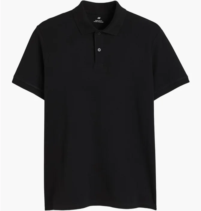 Поло мужское H&M Regular Fit Black 1209183001