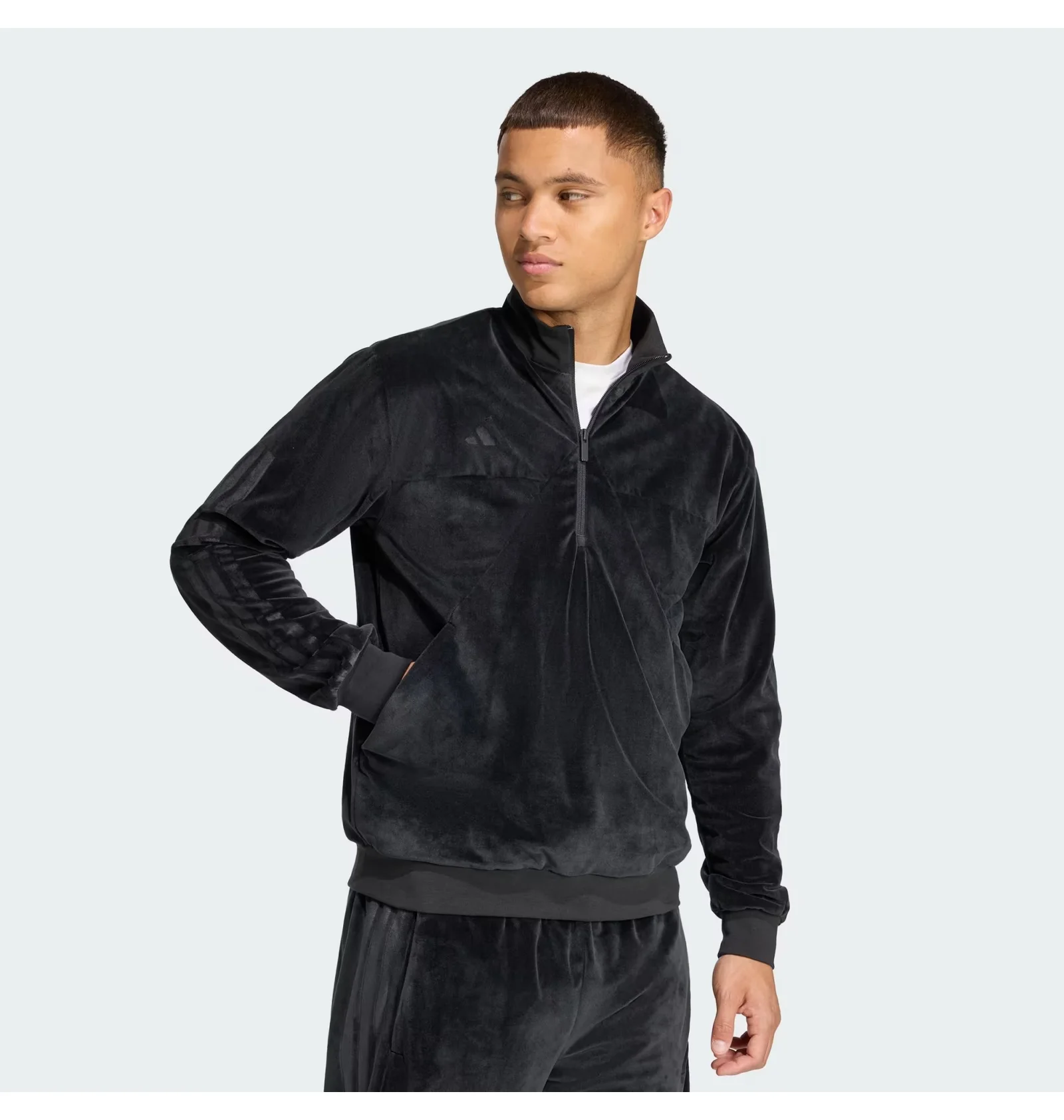 ᐉ Толстовка мужская Adidas Velour Half Zip Track Top Black JW0258