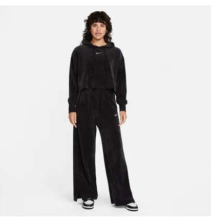 Худи женское Nike Sportswear WomenS Velour Cropped Pullover Hoodie Black DQ5927-010