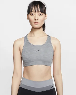 Топ женский Nike Womens Medium-Support 1-Piece Pad Sports Bra Grey Bv3636-084