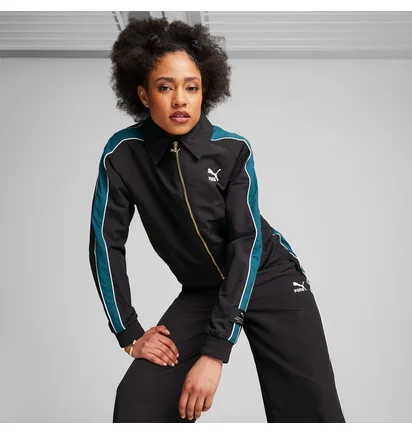 Олімпійка жіноча Puma Play Loud T7 Track Jacket Black/Green 626806-01