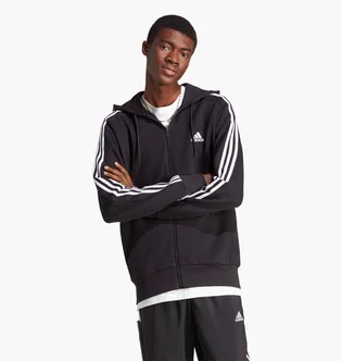 Толстовка мужская Adidas Essentials French Terry 3-Stripes Full-Zip Hoodie Black Ic0433
