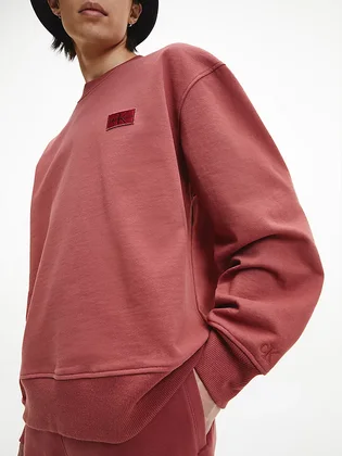 Світшот чоловічий Calvin Klein Shrunken Badge Crew Neck Terracotta Tile Bordo J30J321544