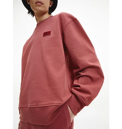 Світшот чоловічий Calvin Klein Shrunken Badge Crew Neck Terracotta Tile Bordo J30J321544