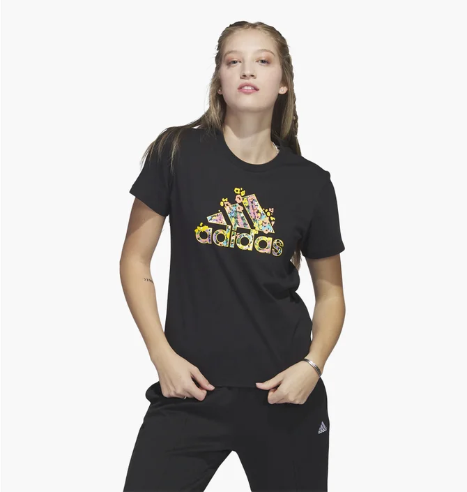 Футболка женская Adidas Floral Badge Of Sport Graphic Tee Black HR5320