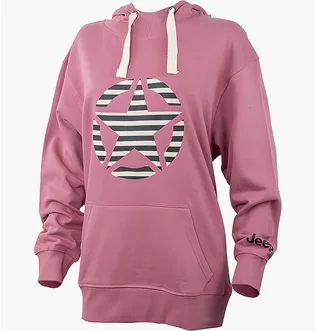 Худи женское Jeep Hooded Oversize Sweatshirt Star Striped Print Pink O102608-P490