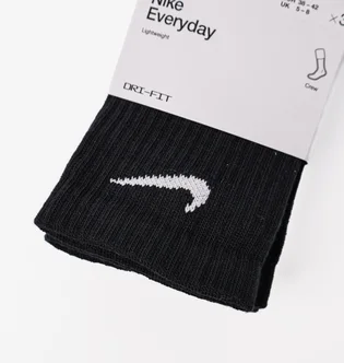 Шкарпетки унісекс Nike U EVERYDAY LTWT CREW (3 пари, неутеплені) Black SX7676-010