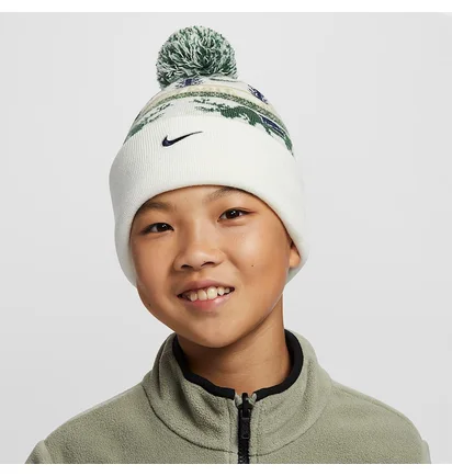 Шапка детская Nike Peak Holiday Beanie White/Green HV7025-133