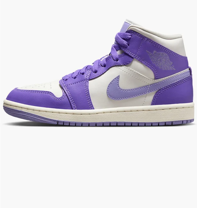 Кроссовки женские Air Jordan 1 Mid WomenS Shoes White/Violet BQ6472-504