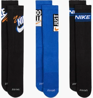 Носки Nike Everyday Plus Crew (3 шт) Black/Blue HJ9339-902