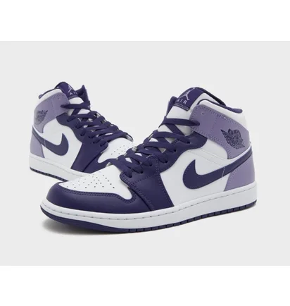 Кроссовки детские Air Jordan Air 1 Mid White/Violet DQ8423-515